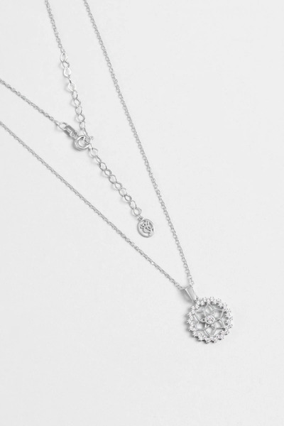 So CHIC... Minimal Çiçek 18 Ayar Beyaz Altın Kaplama 45 Cm Gümüş Kolye