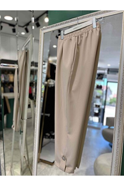 Modario Missemramiss Fabric Pants with Stone Detail - Beige - 38