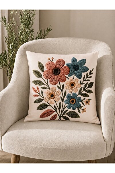 MİNOZA Husă decorativă pentru pernă cu aspect de broderie digitală cu cu impr...