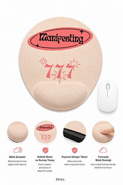 Duxy Manifest Bilek Destekli Mouse Pad, Kaymaz Taban, Ev Ofis ve Oyun için Ra...