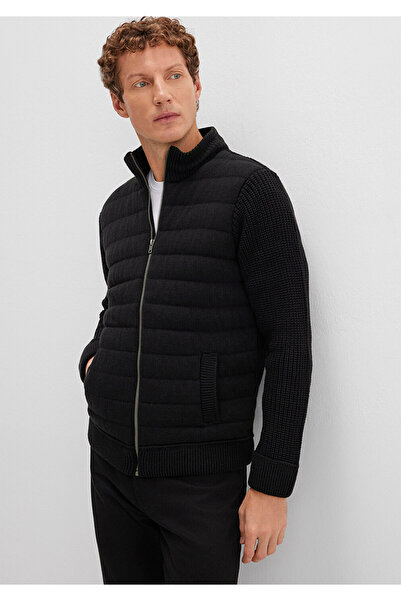 Mavi Fermuarlı Siyah Triko Hırka Slim Fit / Dar Kesim 070697-900