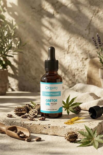 Organy Cold Pressed Castor Oil 100% Natural Hair and Skin Care Oil Castor Oil 50 ml