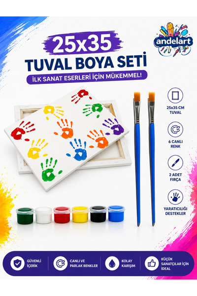 andelart Sevgiliye & Aileye Özel El İzi Tuval Seti - Anı Tasarım Başlangıç Kiti