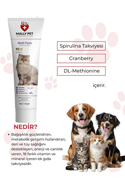 MALLY PET PROFESSIONEL PET CARE Kediler Için Multivitaminli Multi Paste 100g