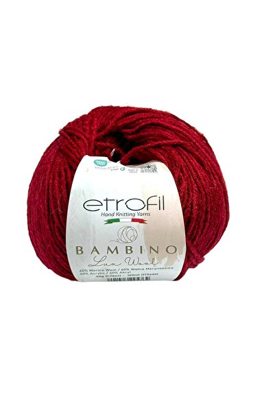 Etrofil Bambino Lux Bordo Yumuşak Örgü İpi %60 Merino Yünü %40 Akrilik 50g 16...