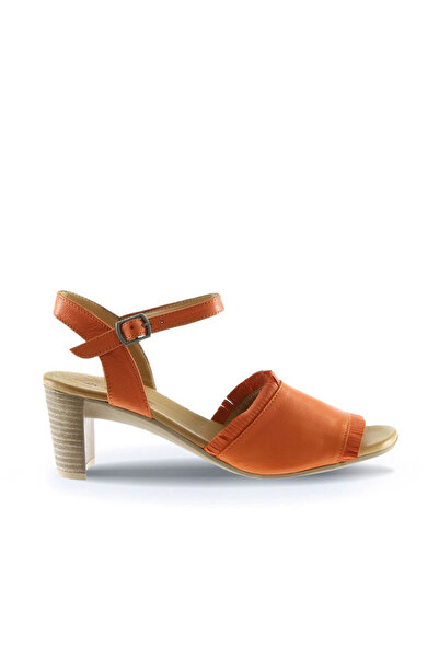 BUENO Pantofi din piele portocalie, sandale cu toc pentru femei 01wn4005