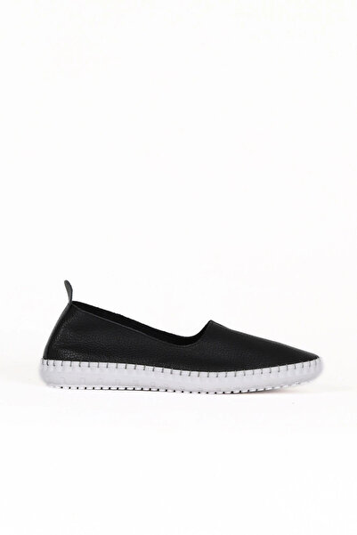 Bueno Shoes Μαύρο Flotter Δερμάτινο Γυναικείο Flat Ballet Ballet 01we1806
