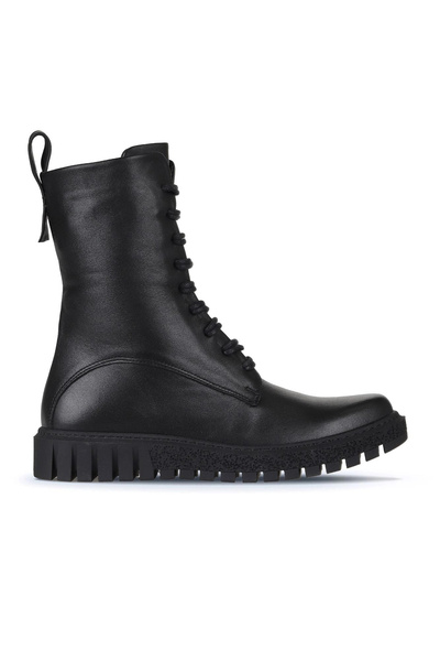 Bueno Shoes Δερμάτινα Μαύρα Γυναικεία Μποτάκια - Flat Model 01wz5208