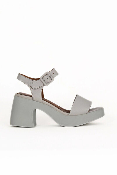 Bueno Shoes Sandale cu toc pentru femei din piele ecru 01wy12204