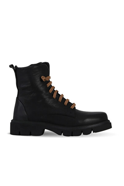 Bueno Shoes حذاء مسطح نسائي من الجلد باللون الأسود والبني الفاتح 01wf1604