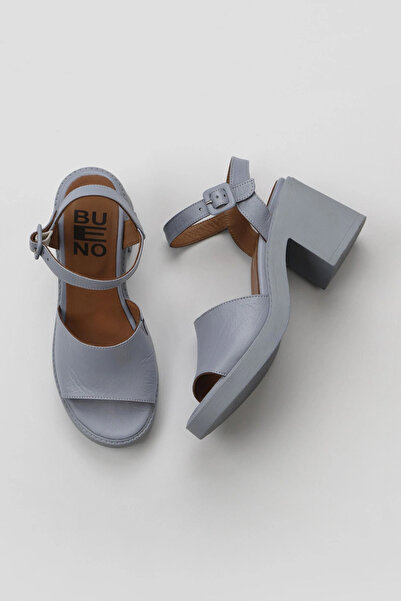 Bueno Shoes Sandale cu toc pentru femei din piele albastră 01wy12502