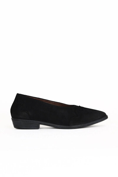 Bueno Shoes Balerini cu toc pentru femei din nubuc negru 01wd3600