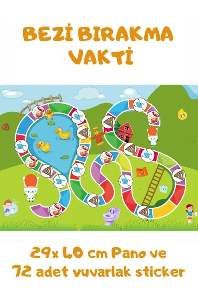 KanvasSepeti Tuvalet Eğitimi Sticker Panosu – 60'lı Set – 2-3 Yaş – Eğitici Ö...