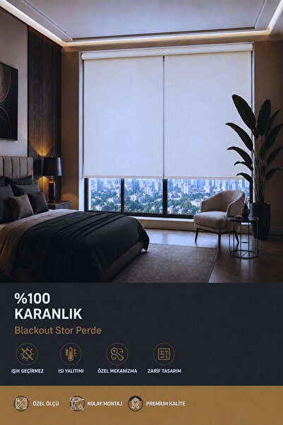 Erperde %100 Karartma Blackout Beyaz Stor Perde Aluminyum Kasalı