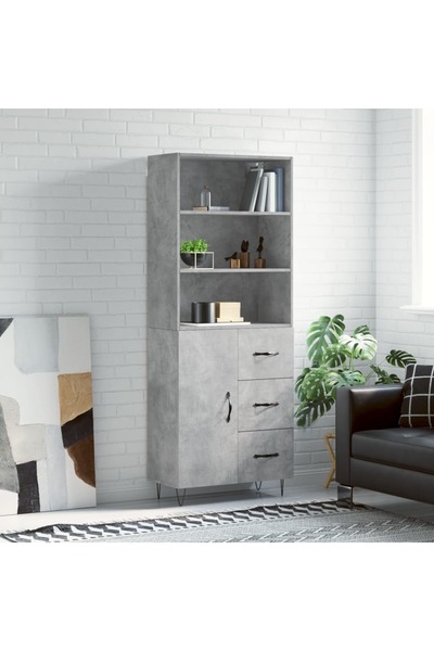 Concept Dulap înalt, gri beton, 69,5x34x180, lemn compozit