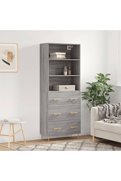 Concept Dulap înalt, gri sonoma, 69,5x34x180 cm, lemn compozit
