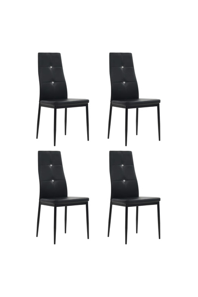Concept Scaune de bucătărie, 4 buc., negru, piele ecologică