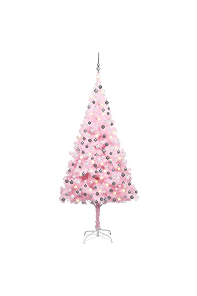 Concept Brad de Crăciun artificial cu LED-uri&globuri roz 210 cm PVC
