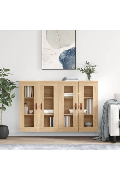 Concept Dulapuri montate pe perete 2 buc stejar Sonoma, lemn prelucrat