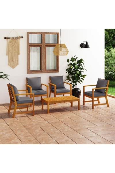 Concept Set mobilier de grădină cu perne, 5 piese, lemn masiv acacia