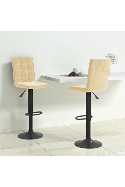 Concept Scaune de bar, 2 buc., crem, catifea