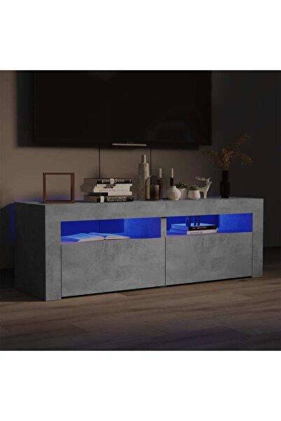 Concept Comodă TV cu lumini LED, gri beton, 120x35x40 cm