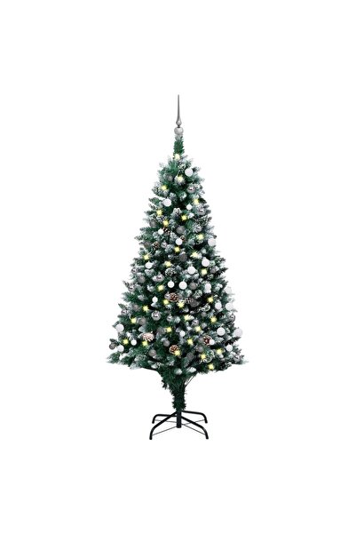 Concept Set brad de Crăciun artificial cu LED-uri/globuri/conuri 180 cm