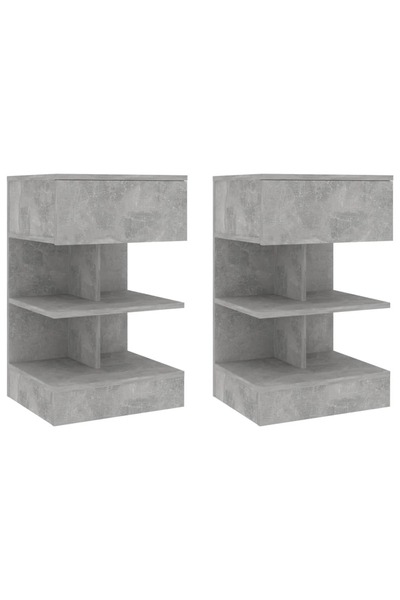 Concept Noptiere, 2 buc., gri beton, 40x35x65 cm