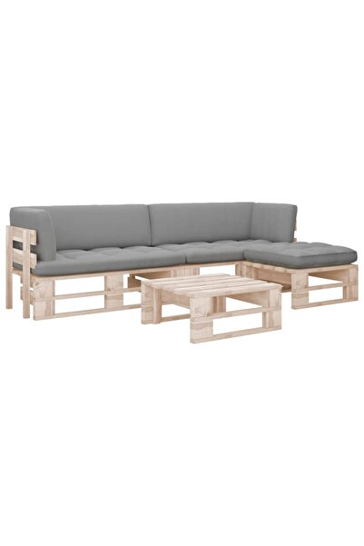 Concept Set mobilier paleți cu perne, 4 piese, lemn de pin tratat