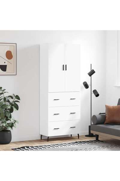 Concept Dulap înalt, alb, 69,5x34x180 cm, lemn compozit