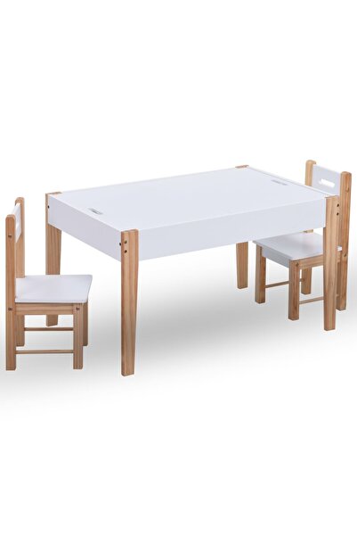 Concept Set masă cu scaune pentru copii cu tablă, 3 piese, negru și alb