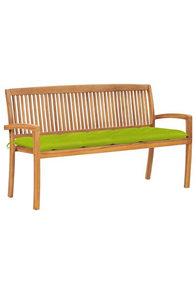 Concept Bancă de grădină stivuibilă cu pernă, 159 cm, lemn masiv de tec