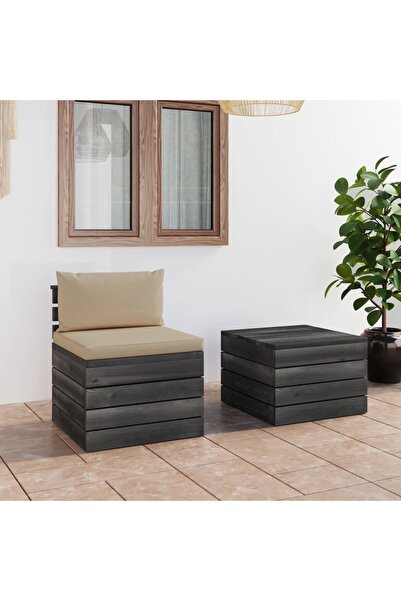Concept Set mobilier grădină din paleți cu perne, 2 piese, lemn de pin