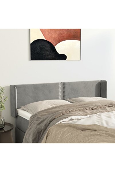 Concept Tăblie de pat cu aripioare gri deschis 147x16x78/88 cm catifea