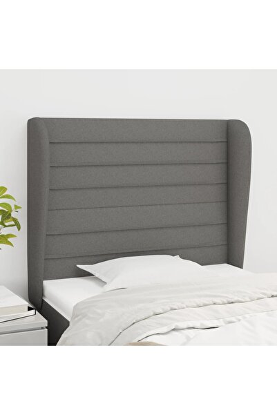 Concept Tăblie de pat cu aripioare gri închis 83x23x118/128 cm textil