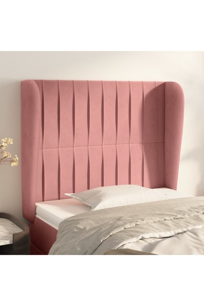 Concept Tăblie de pat cu aripioare, roz, 93x23x118/128 cm, catifea