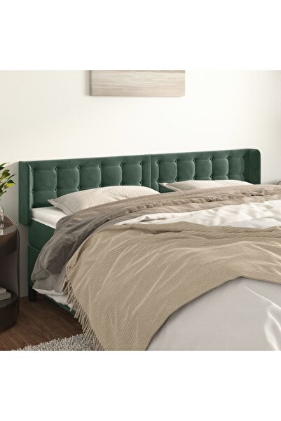 Concept Tăblie de pat cu aripioare verde închis 183x16x78/88 cm catifea