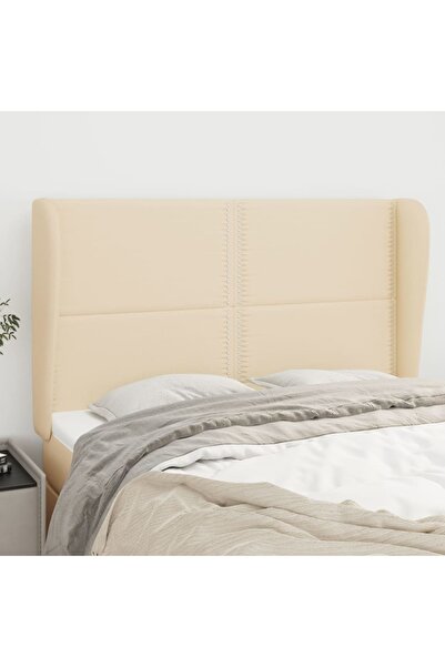 Concept Tăblie de pat cu aripioare, crem, 147x23x118/128 cm, textil