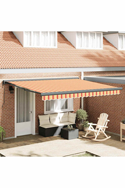 Concept Copertină retractabilă, galben/alb, 4,5x3 m, textil/aluminiu