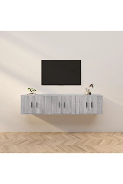 Concept Dulapuri TV montate pe perete, 3 buc., gri sonoma 57x34,5x40 cm