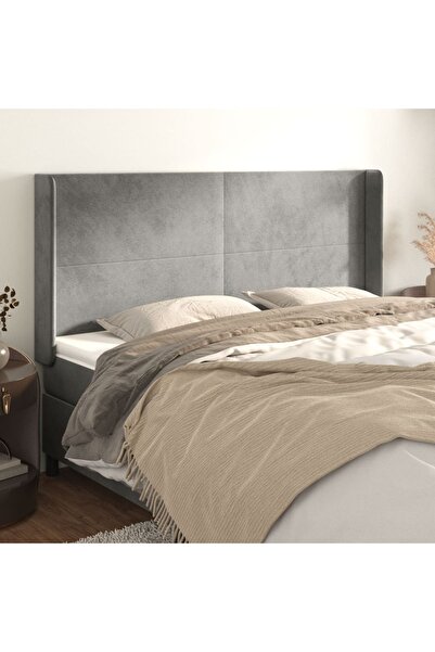 Concept Tăblie de pat cu aripioare gri deschis 163x16x118/128cm catifea