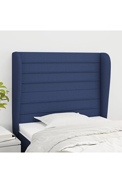 Concept Tăblie de pat cu aripioare, albastru, 93x23x118/128 cm, textil