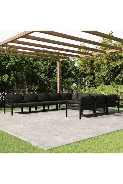 Concept Set mobilier de grădină cu perne, 10 piese, antracit, aluminiu