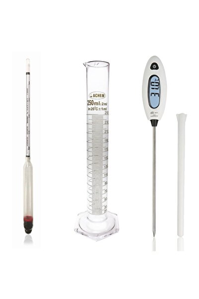 Eurodensimeter 0-20 Bomemetre Hidrometre 250ml Cam Mezür ve GM1311 Prob Termo...