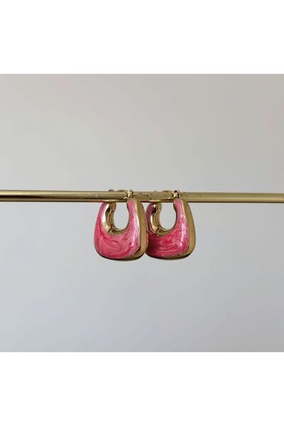 Haziran Accessory, Steel Colorful Stone Acrylic Bag Earrings