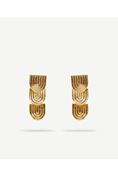 Yargıcı Dokulu Gold Küpe