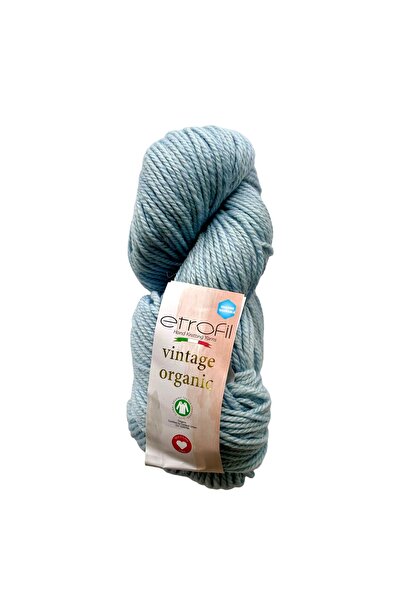 Etrofil Fir de tricotat organic vintage, albastru gheață, 100% lână, 100g 120...