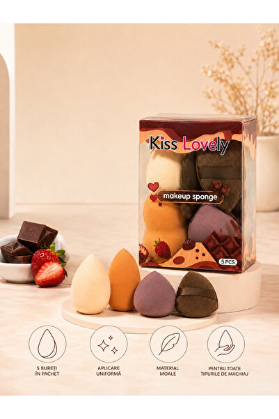 OEM Set bureți machiaj Kiss Lovely – 5 bureți