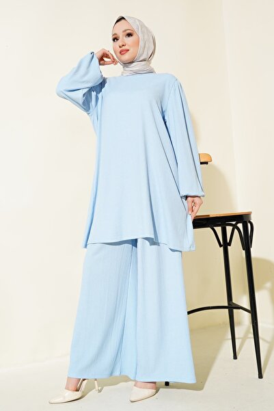 Hiccup Bdart Textured Long Sleeve Tunic and Wide Leg Pants Set