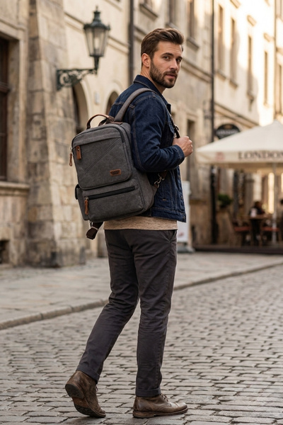 ÇÇS 31518 Cotton Canvas Bodybag Backpack Chest Bag Black
